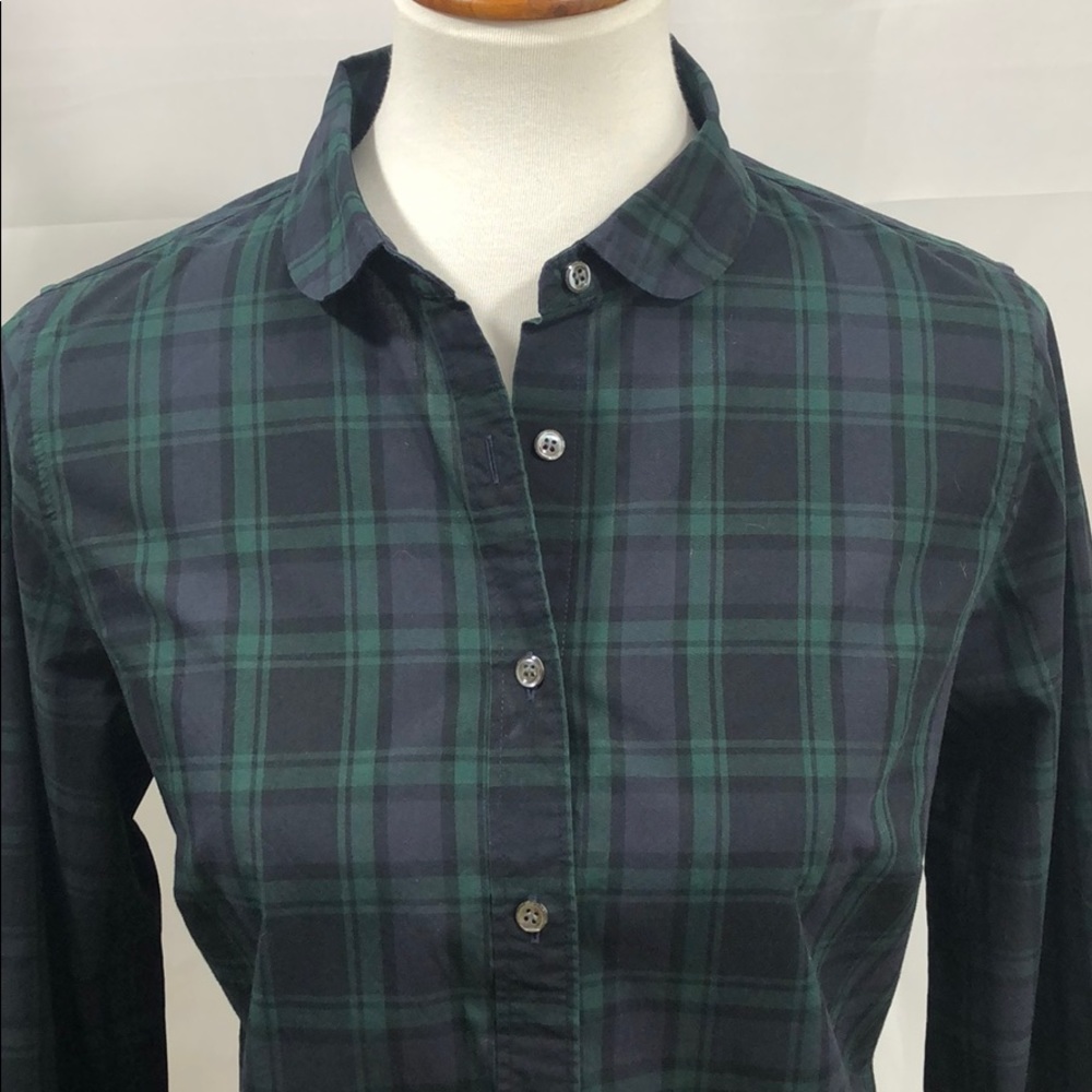 J. Crew “Perfect” Shirt in Navy & Green Plaid